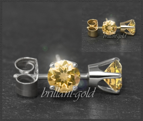 Ohrstecker 585 Gold Citrin orange 4,5,6,7mm